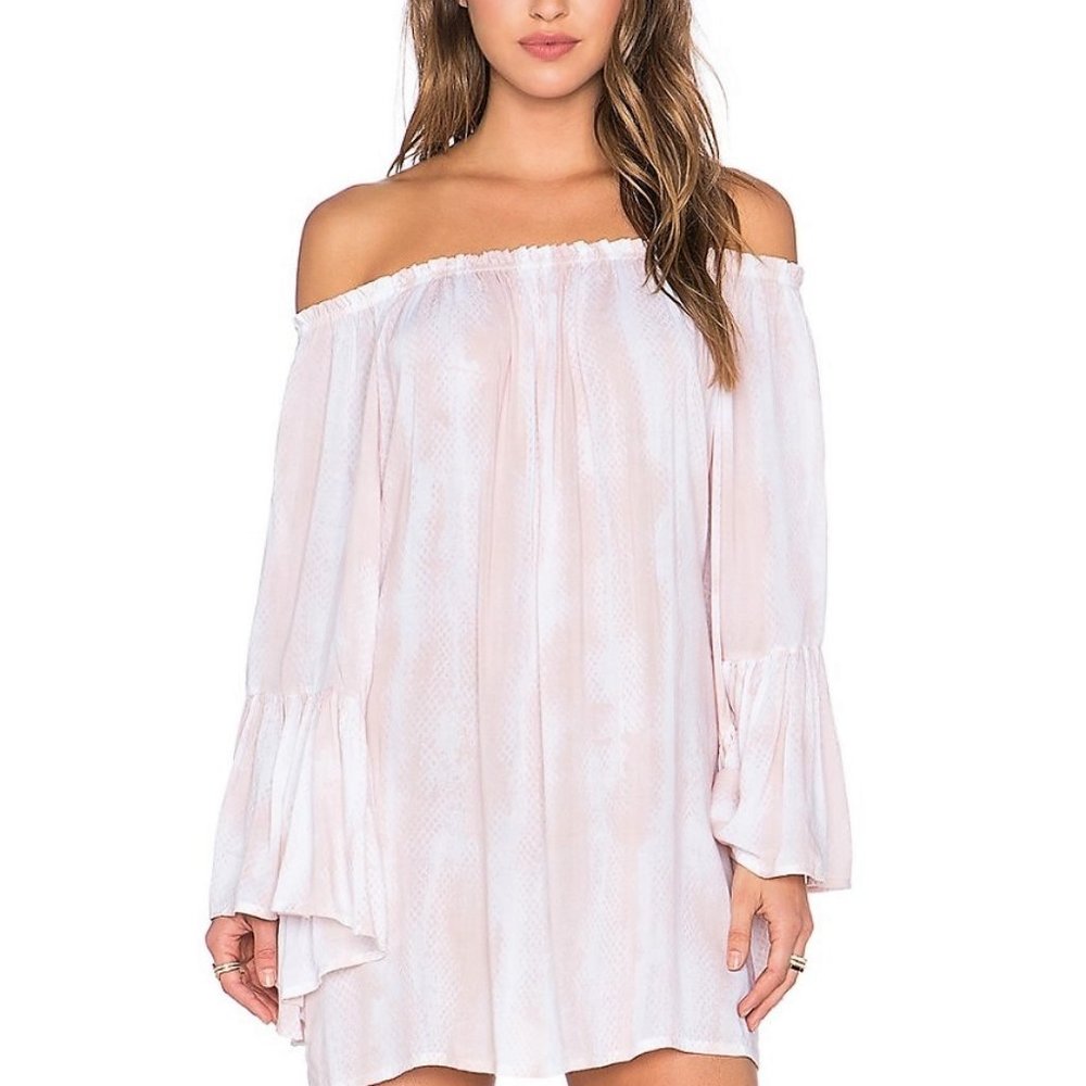 INDAH Kamani Off The Shoulder Dress -Blush Snake S